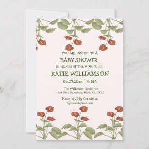 Elegant floral anthurium baby shower: voeg details kaart