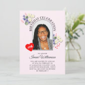 Elegant Floral ANY AGE Photo Birthday Invitation (Debout devant)