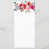 Elégant Floral Aquarelle Blanc or Mariage Menu (Dos)