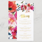 Elégant Floral Aquarelle Suédoise Menu Mariage (Devant / Derrière)