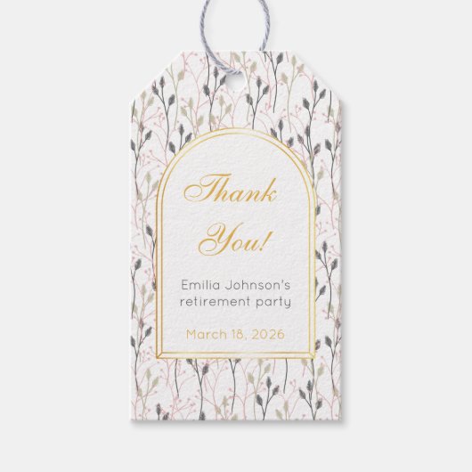 Elegant Floral Arch Retirement Party Cadeaulabel (Voorkant)