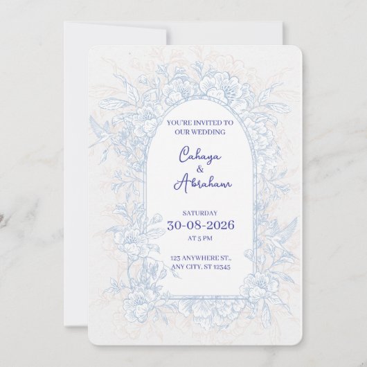 Elegant Floral Arch Wedding Invitation  Kaart (Voorkant)
