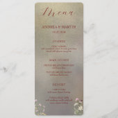 Elégant Floral Automne Mariage plat menu (Devant)