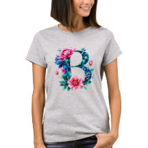 Elegant Floral B Initiaal T-shirt voor haar