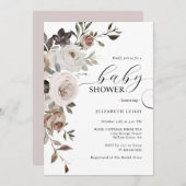 Elegant Floral Baby shower Invitation Kaart (Voorkant / Achterkant)