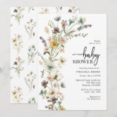 Elegant Floral Baby shower Invitation Kaart (Voorkant / Achterkant)
