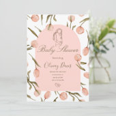 Elegant Floral Baby Shower Invitation – Pink Tulip (Debout devant)