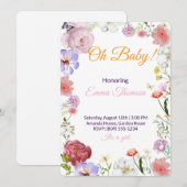 Elegant Floral Baby Shower Invitation – Watercolor (Devant / Derrière)