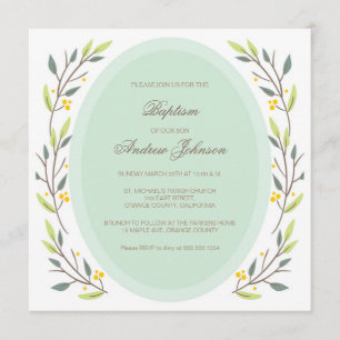 Elegant Floral Baptism/Christening Uitnodiging