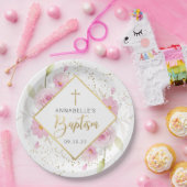 Elegant Floral Baptisme Papieren Bordje (Feest)