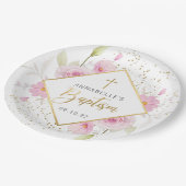 Elegant Floral Baptisme Papieren Bordje (Gekanteld)