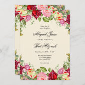 Elegant Floral Bat Mitzvah Kaart (Voorkant / Achterkant)