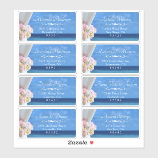 Elégant Floral Beach été invité Étiquette de livra (Feuille)