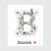 Elegant Floral Bead Your Monogram B Vinyl Sticker (Feuille)