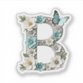 Elegant Floral Bead Your Monogram B Vinyl Sticker (Devant)