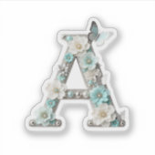 Elegant Floral Beaded Your Monogram Vinyl Stickers (Voorkant)