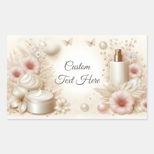 Elegant Floral Beauty Cosmetic Professional Rechthoekige Sticker (Voorkant)
