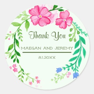 Elegant Floral bedankt Envelope Seal Ronde Sticker