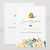 Elegant Floral bee slaat de datum Kaart (Voorkant / Achterkant)