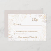 Elegant Floral Beige Response Kaart (Voorkant / Achterkant)
