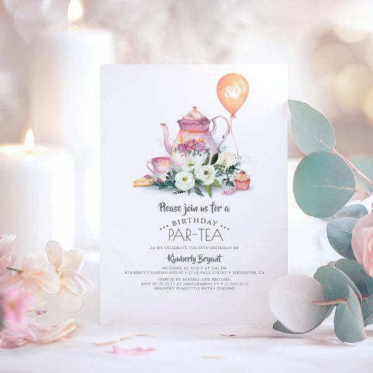 Elegant Floral Birthday Par-tea Kaart