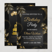 Elegant Floral Birthday Party Invitation (Devant / Derrière)