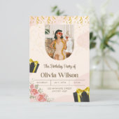 Elegant Floral Birthday Party Invitation (Debout devant)