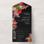 Elegant Floral Black & Colorful Wedding Invitation (À l'intérieur)