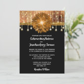 Elegant Floral Black Gold tijdens de bruiloft Kaart (Staand voorkant)