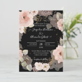 Elegant Floral Black Roos Gold Eucalyptus Leaf (Staand voorkant)