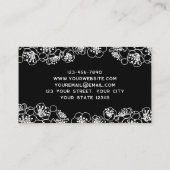 Elegant Floral Black White Visitekaartje (Achterkant)