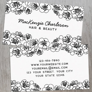 Elegant Floral Black White Visitekaartje