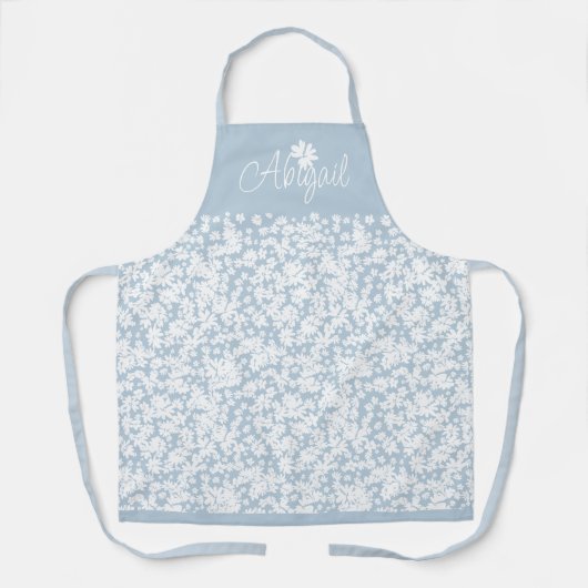 Elégant floral blanc marguerite moderne tablier pe (Recto)