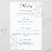 Elegant Floral Bleek Light Blue Wedding Menu Flyer (Voorkant)