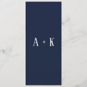 Élégant floral bleu foncé, programme de mariage (Dos)