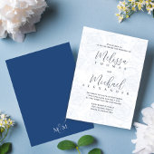 Elegant Floral Blue Calligrafie Script Roos Kaart