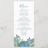 Elegant Floral Blue Hydrangea Flowers Buffet Menu (Voorkant)