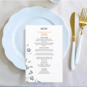Elégant Floral Blue Mariage Budget Menu