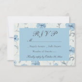 Elégant Floral Blue Pays Mariage botanique RSVP (Devant)