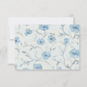 Elégant Floral Blue Pays Mariage botanique RSVP (Dos)
