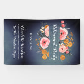 Elegant Floral Blue Retirement Party Spandoek (Horizontaal)