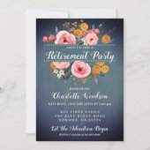Elégant Floral Blue Retraite Party Invitation (Devant)
