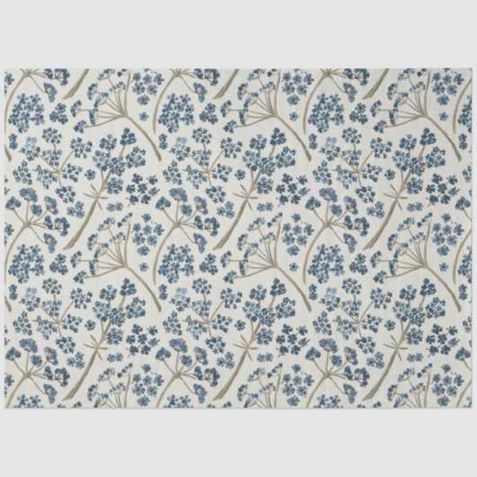 Elegant Floral Blue Waterverf Flowers Tissuepapier (Voorkant)