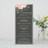 Elegant Floral Blush Pink Botanical Modern Wedding Programma (Staand voorkant)