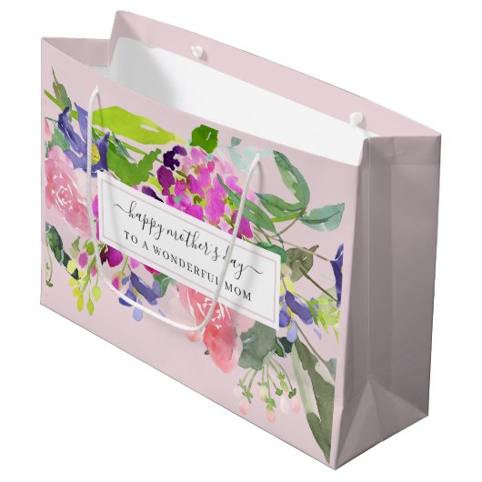 Elegant Floral Blush Pink Moederdag Groot Cadeauzakje (Voorkant Gekanteld)