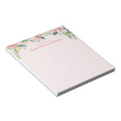 Elegant Floral Blush Pink Name Lined Notitieblok (Schuin)