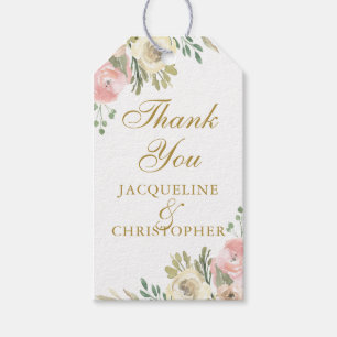 Elegant Floral Blush Pink Peony Gold Wedding Cadeaulabel
