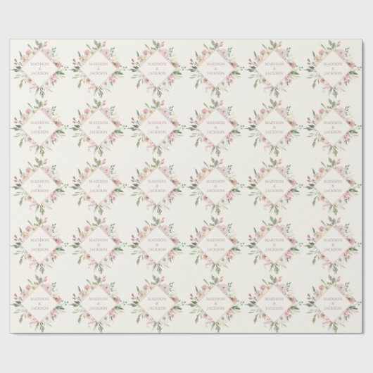 Elegant Floral Blush Pink Peony Summer Weddenschap Cadeaupapier (Vlak)