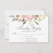 Elegant Floral Blush Pink Peony Wedding RSVP Kaartje (Voorkant)