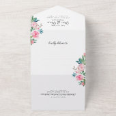 Elegant Floral Blush Pink Waterverf RSVP Weddensch All In One Uitnodiging (Buitenkant)